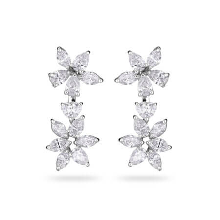 Flower Diamond Cluster Earrings