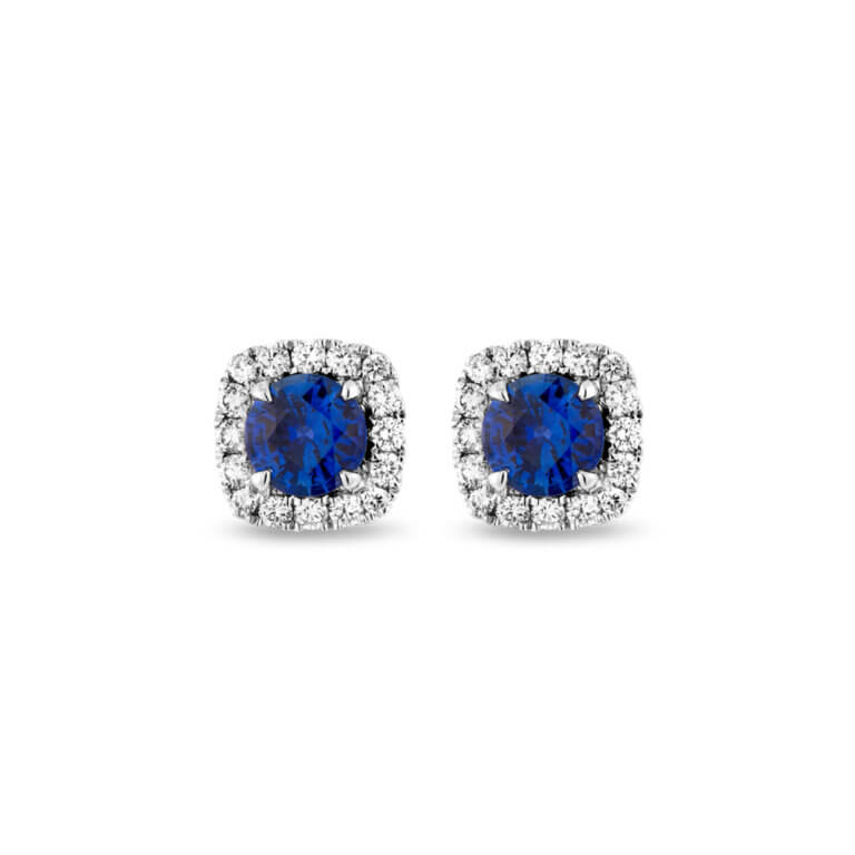 Ceylon Sapphire & Diamond Stud Earrings Wixon Jewelers