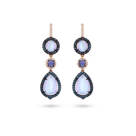 Moonstone and Spinel Gemstone Drop Earrings
