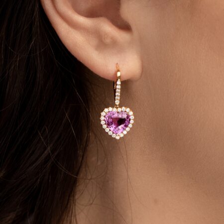 Heart-Shaped Pink Sapphire Earrings
