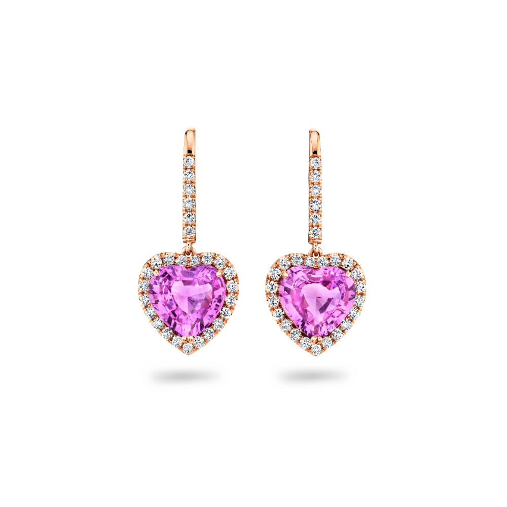 Pink Sapphire Heart Earrings | Wixon Jewelers