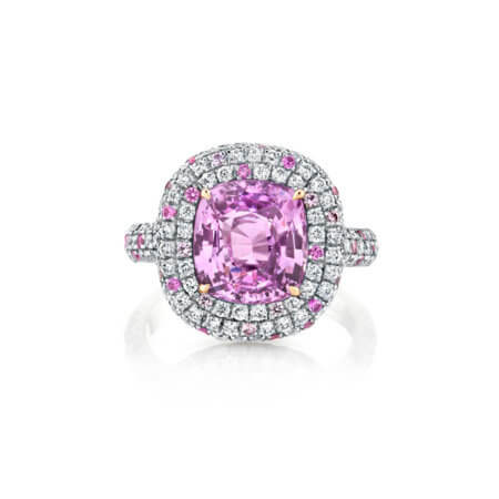 Pink Sapphire Halo Ring