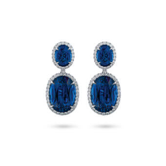 162567-Sapphire-and-Diamond-Halo-Dangle-Earrings Sapphire and Diamond Halo Dangle Earrings
