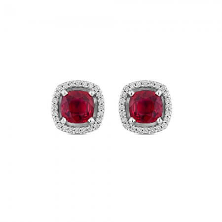 Ruby and Diamond Halo Earrings