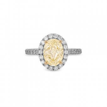 014415-Oval Yellow Diamond Halo Ring Oval Yellow Diamond Halo Ring