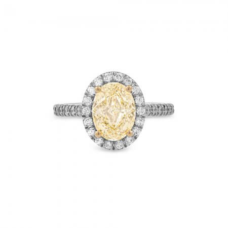 Oval Yellow Diamond Halo Ring