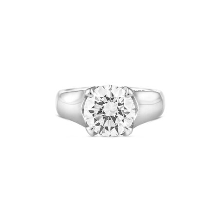 Wide Band Solitaire Diamond Ring