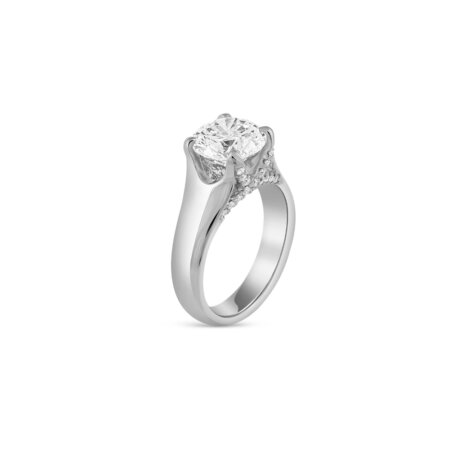 Wide Band Solitaire Diamond Ring