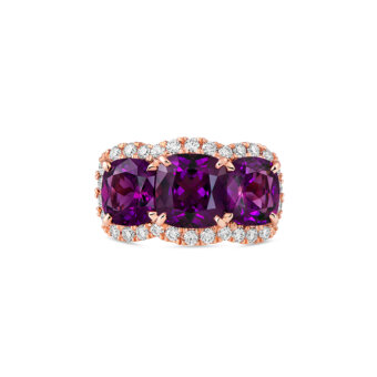 051331-1-Purple Garnet Rose Gold Ring Three-Stone Grape Garnet Ring