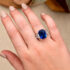 Sapphire & Trapezoid Diamond Ring