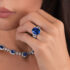 Sapphire & Trapezoid Diamond Ring on hand