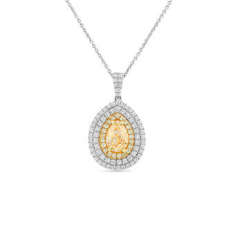 123560-1-Yellow Diamond Halo Pendant Yellow Diamond Halo Pendant