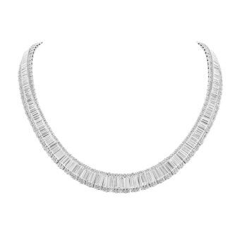 123923-1-Emerald Cut Diamond Riviera Necklace Emerald Cut Diamond Riviera Necklace