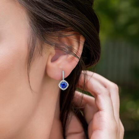 Sapphire Halo Earrings
