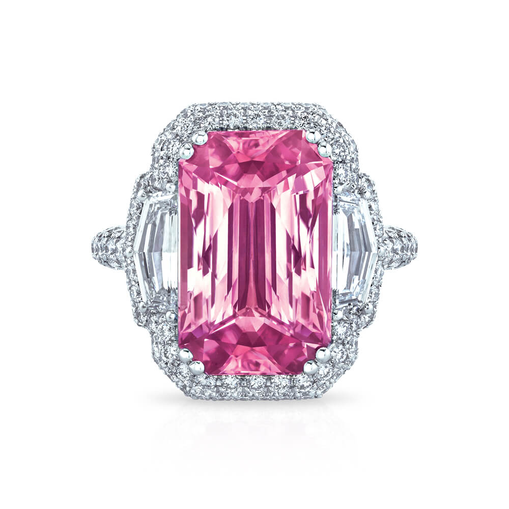 Edlyn Oval Cut (6x4 mm) Pink Sapphire and Diamond 5/8 ctw Womens