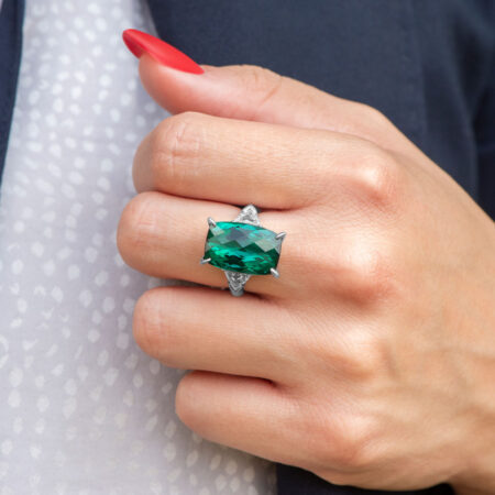 Green Tourmaline Ring on hand