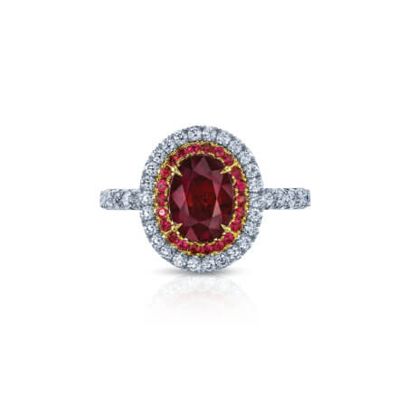 Burmese Ruby Halo Ring