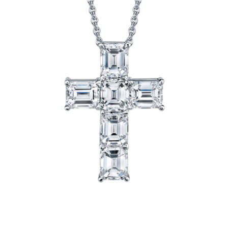Emerald Diamond Cross Pendant