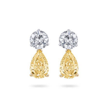 Yellow Diamond Pear Drop Earrings