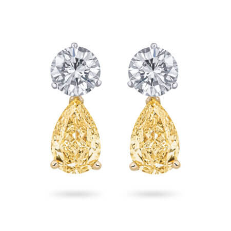 Yellow Diamond Pear Drop Earrings