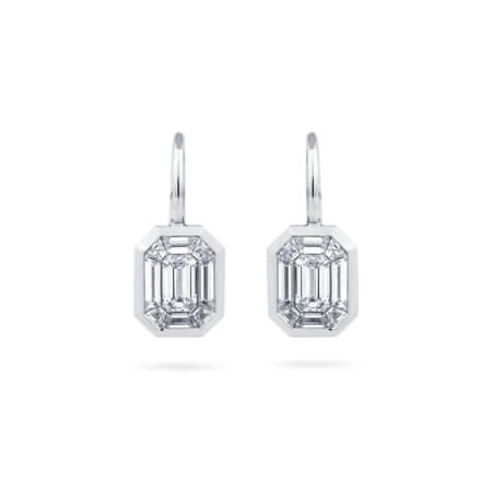 Bezel Diamond Dangle Earrings