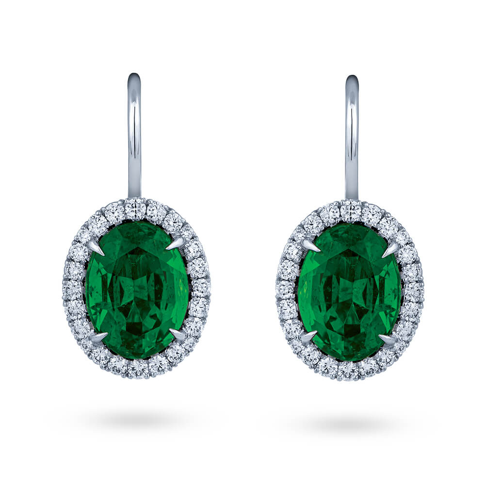 Columbian Emerald Halo Earrings | Wixon Jewelers