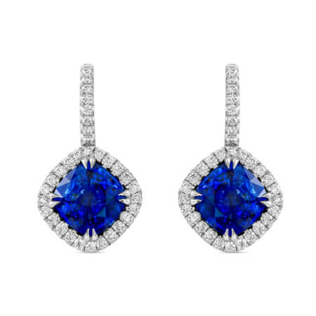 Ceylon Sapphire Halo Earrings
