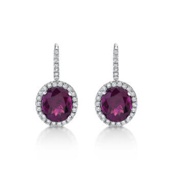 162697-1-Purple-Garnet-Diamond-Halo-Earrings Purple Garnet Diamond Halo Earrings