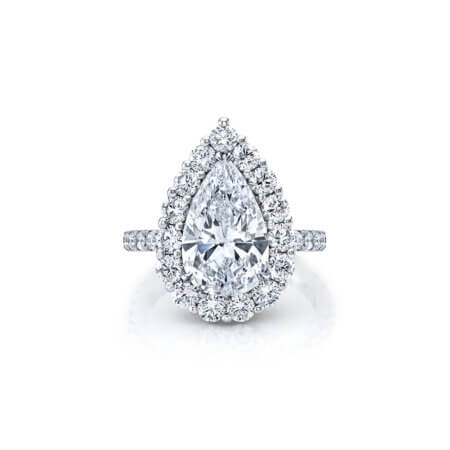 Pear-Shaped Diamond Halo Engagement Ring