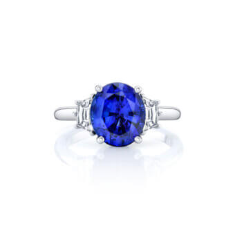 051341-1-Blue-Sapphire-Three-Stone-Ring Oval Sapphire and Diamond Ring