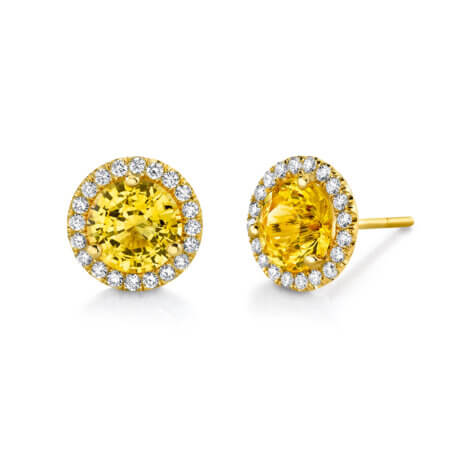 Yellow Sapphire and Diamond Earrings