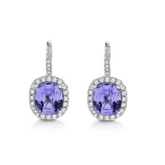 162696-1 Lavender Spinel and Diamond Halo Earrings