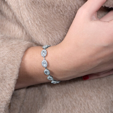 Oval Halo Tennis Bracelet