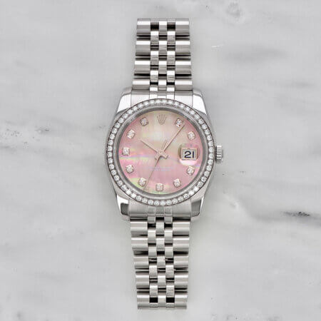Rolex Datejust 36 with diamonds and mother of pearl dial