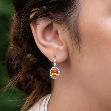 Mandarin Garnet Halo Earrings