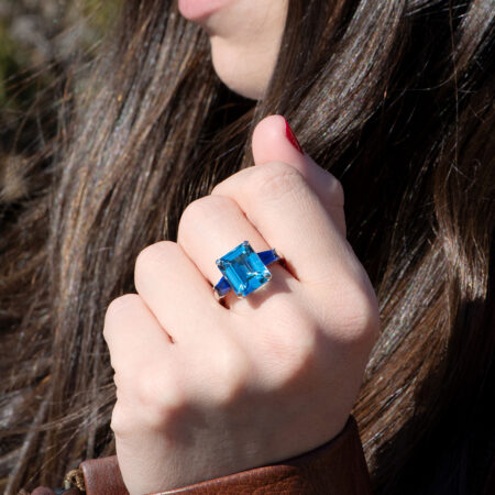 Aquamarine & Sapphire Ring