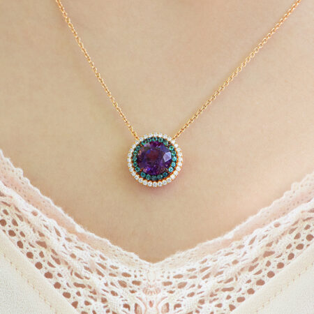 Spinel & Alexandrite Halo Pendant
