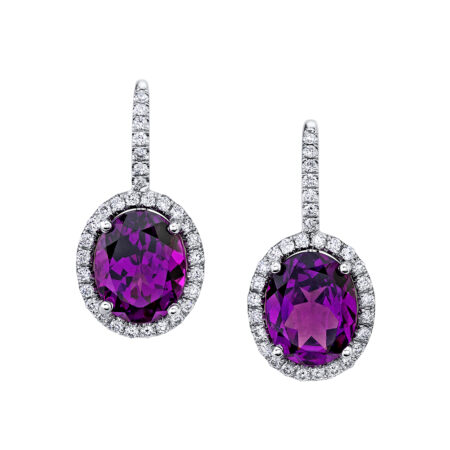 Grape Garnet and Diamond Earrings