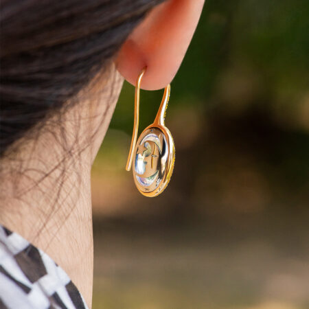 Moonstone Earrings with Moon and Star