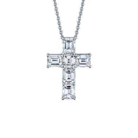 Emerald-Cut Diamond Cross