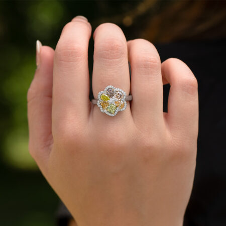 Fancy Colored Diamond Flower Ring