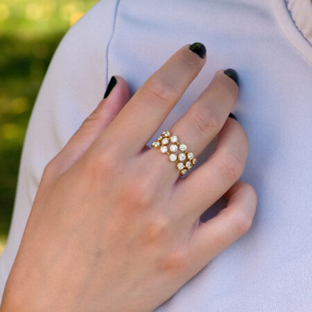 Three-Row Round Diamond Band on hand