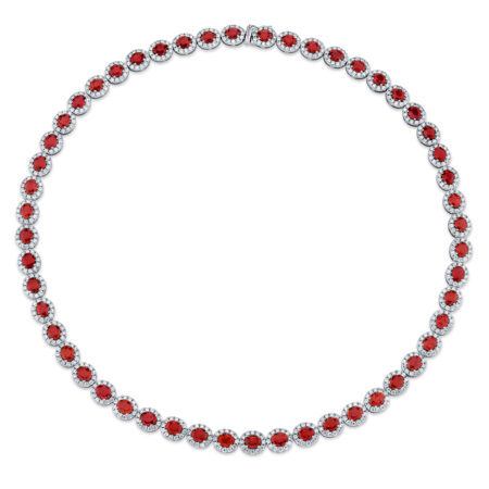 Ruby Halo Riviera Necklace