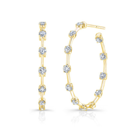 Gold Diamond Hoop Earrings