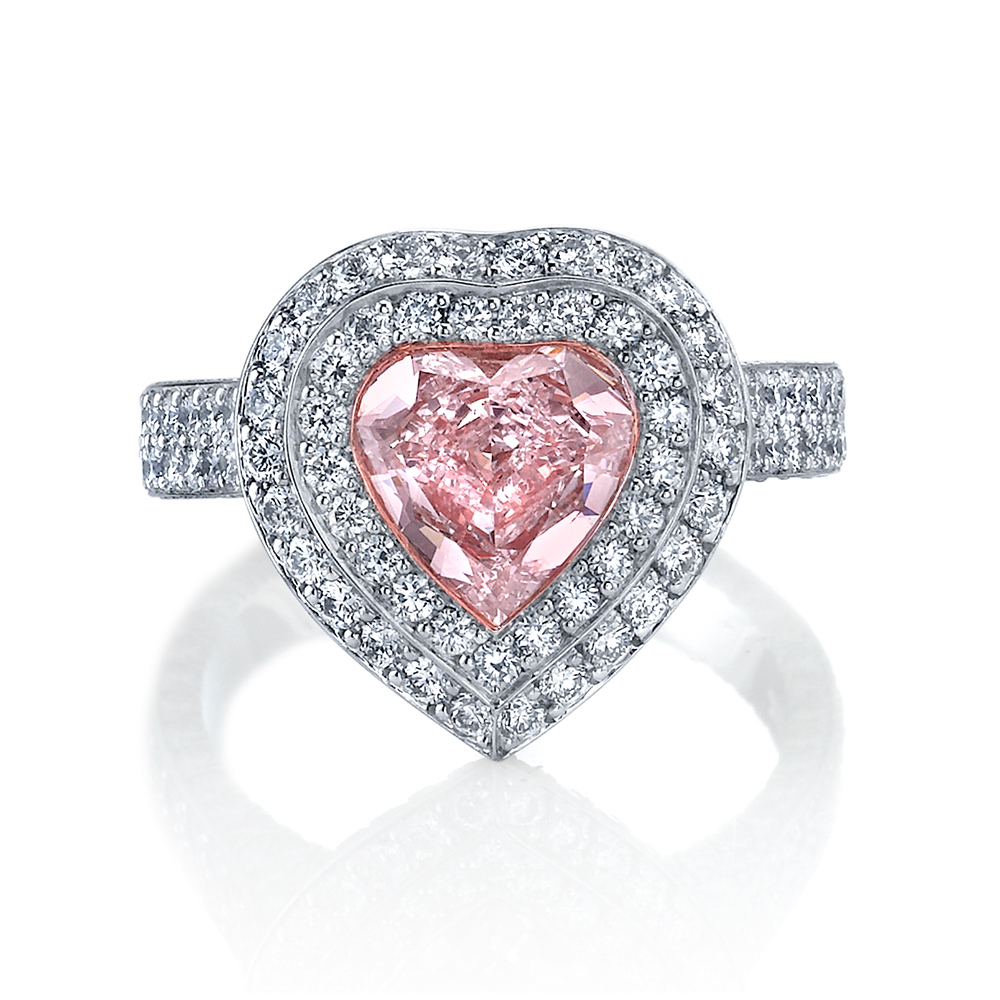 Pink Heart Shaped Diamond Ring