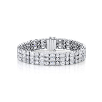 181870-1_Emerald-and-Round_Diamond_Bracelet Round and Emerald-Cut Diamond Tennis Bracelet