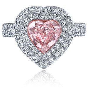 Heart-Shaped Fancy Pink Diamond Ring