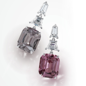Gray and Pink Spinel Earrings
