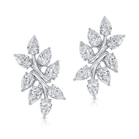 Oval-cut Branch Motif Earrings