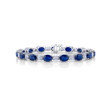 Oval Diamond and Sapphire Tennis Bracelet